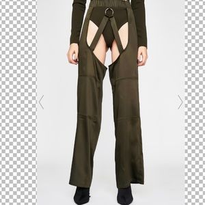 Naughty Harmony Green Satin Assless Chaps